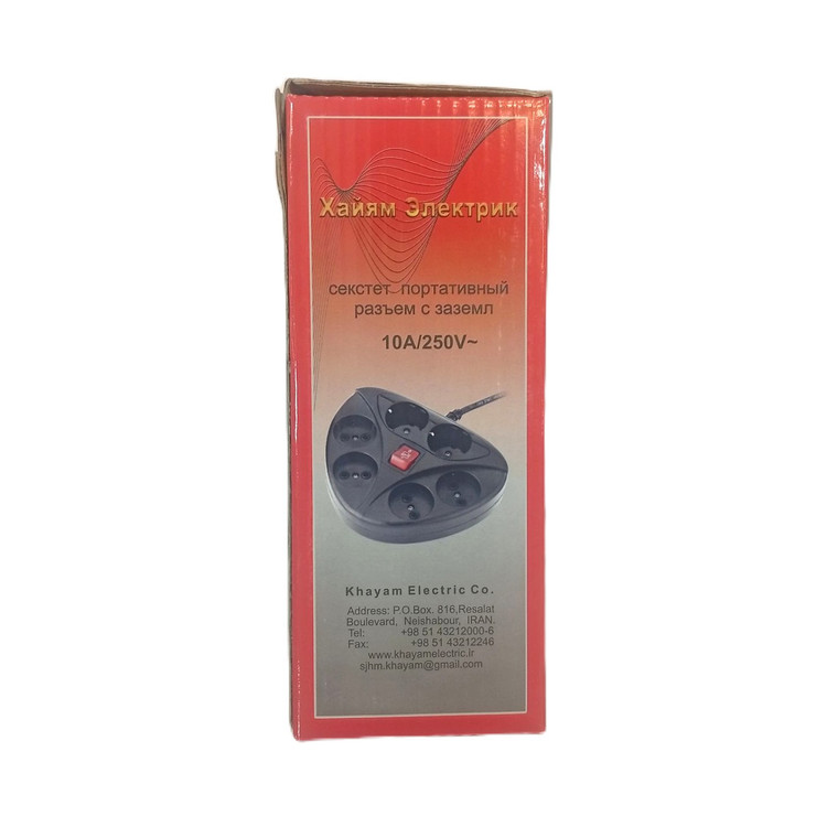 چند راهی برق خیام الکتریک مدل پریز شش خانه ارت دار طول سیم 2 متر